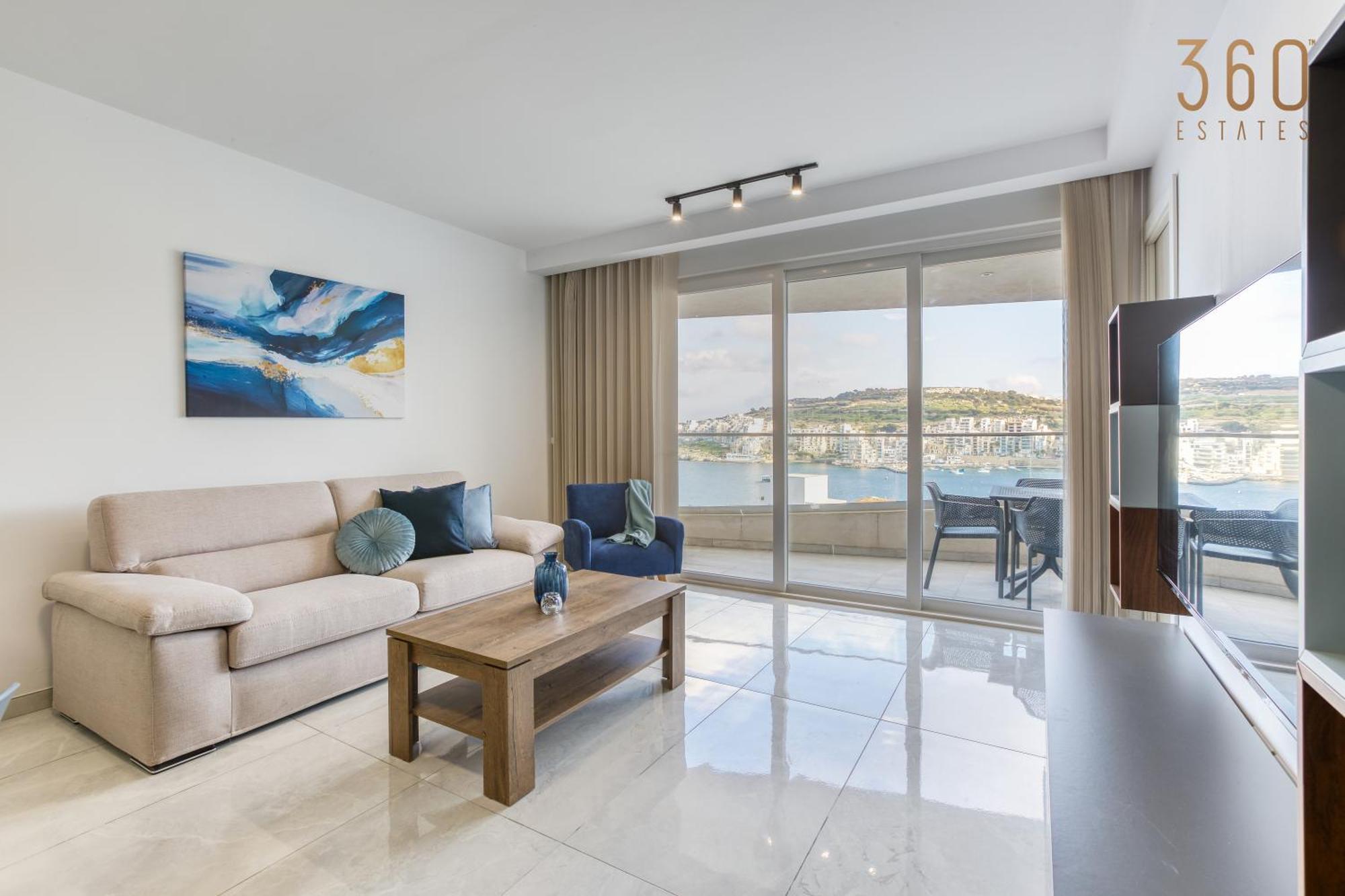 Waterfront 3br Home, With Private Balcony In Xemxija By 360 Estates Apartment