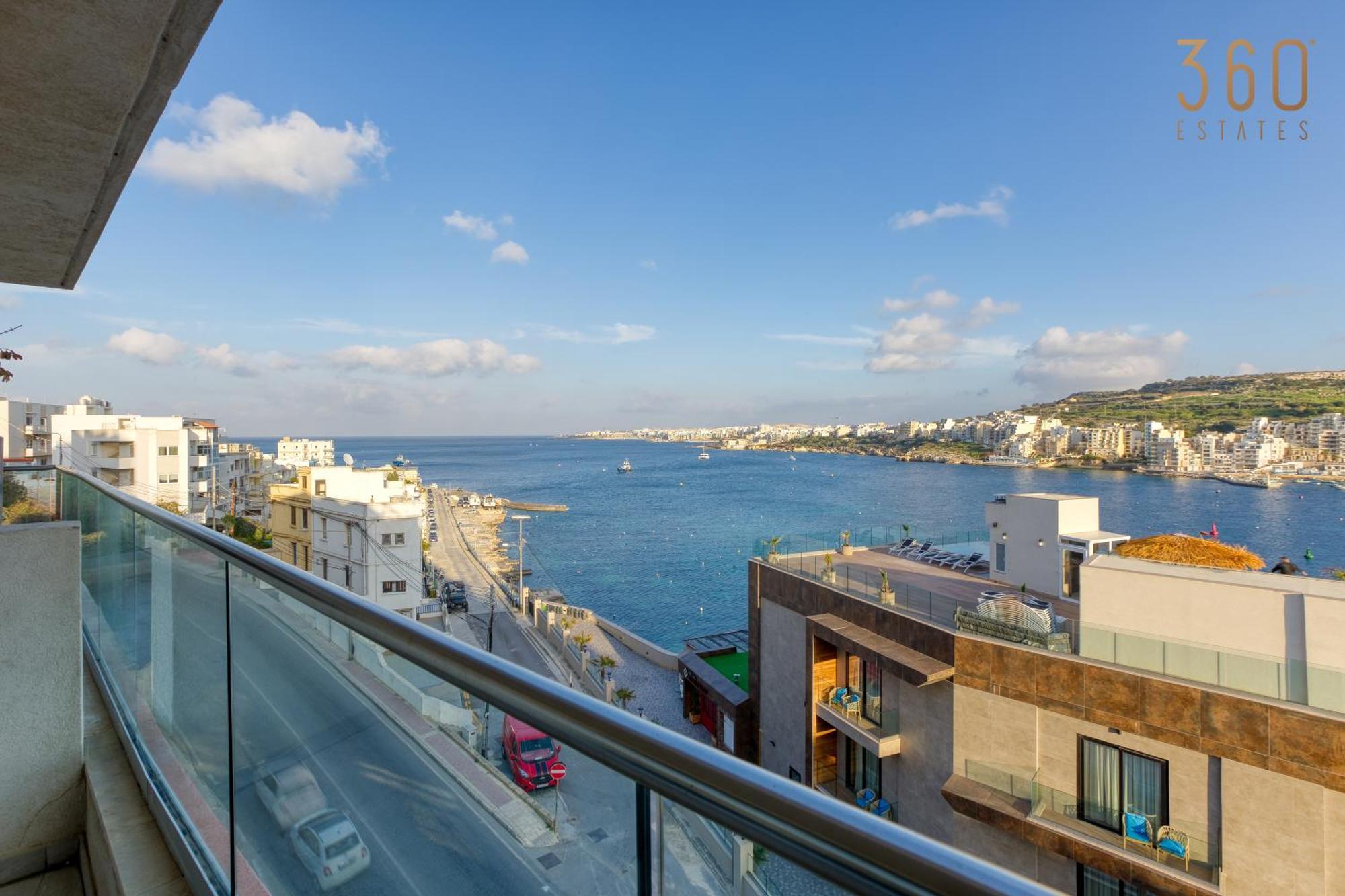 Apartment Waterfront 3br Home, With Private Balcony In Xemxija By 360 Estates