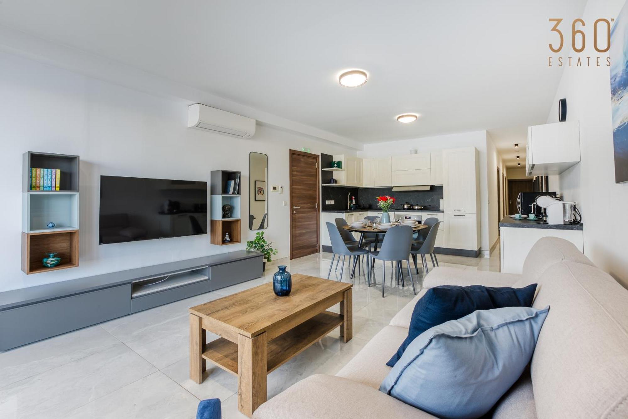 Apartment Waterfront 3br Home, With Private Balcony In Xemxija By 360 Estates
