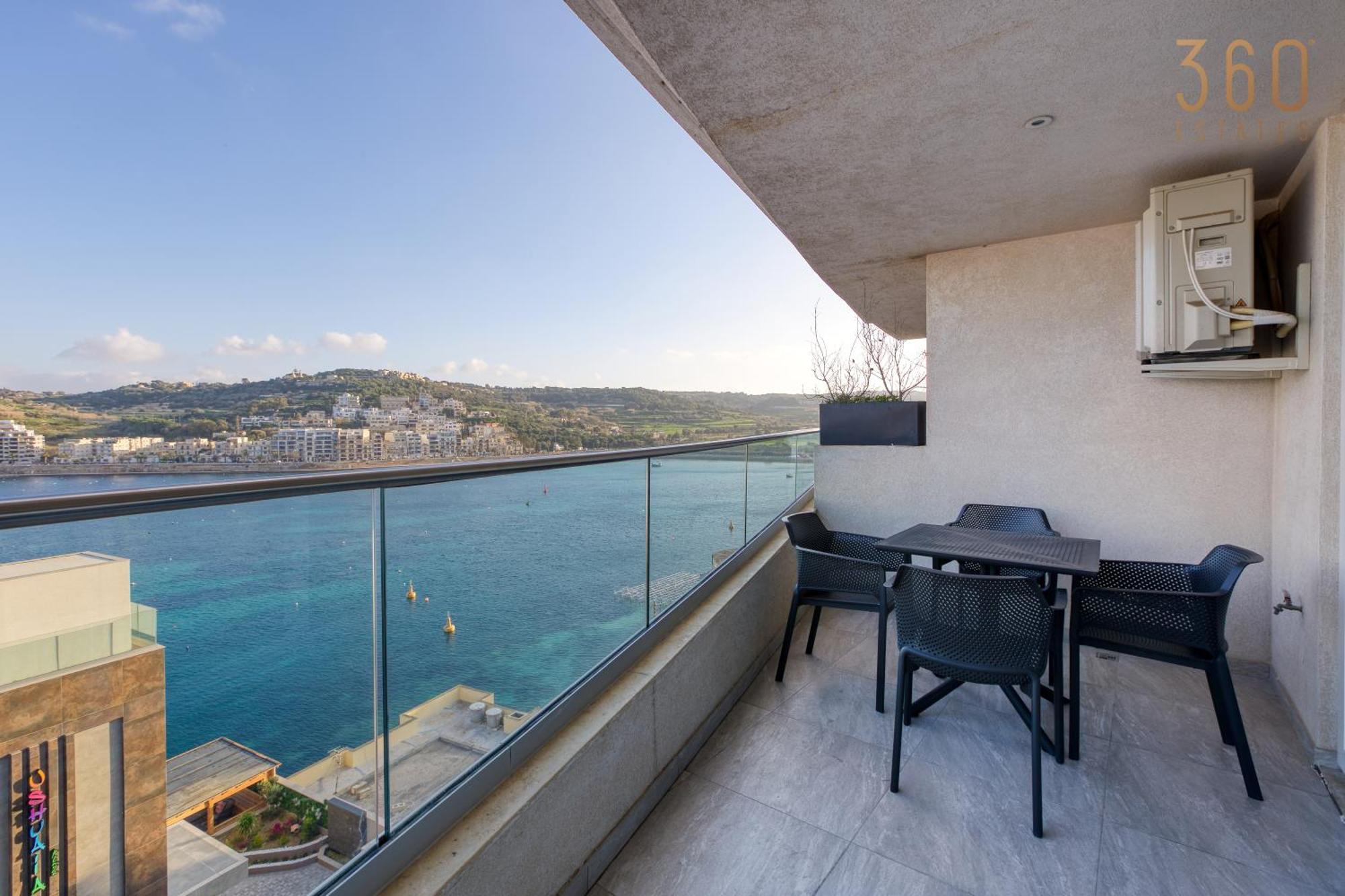 Waterfront 3br Home, With Private Balcony In Xemxija By 360 Estates